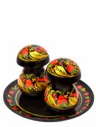 "Mushroom" Spice Set — 3 pcs, Khokhloma "Mushroom" Spice Set — 3 pcs, Khokhloma