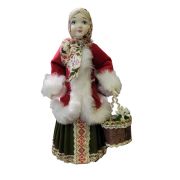 Collectible Russian Girl with Basket in Red Kaftan Collectible Russian Girl with Basket in Red Kaftan