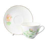 Tea cup Delicate peony (green) with saucer